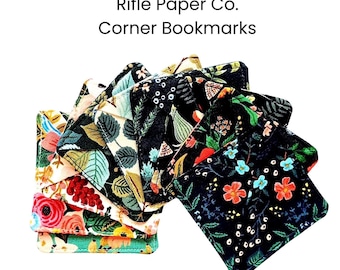 Rifle Paper Co. Fabric Corner Bookmark, Floral Print, Mini Size, Several Fabric Options