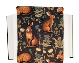 Padded Book Sleeve: Fabric Book Cover, Handmade, Quality Gift, Rabbit Woodland Print