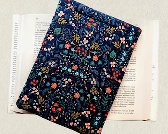 Rifle Paper Co. Floral Book Sleeve: Padded Book Cover, Custom Lining Choice, "Wildwood"