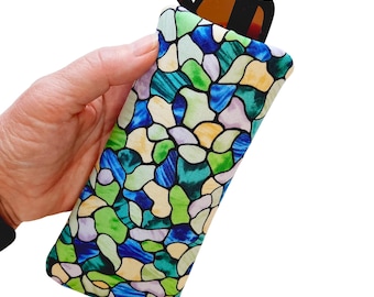 Stained Glass Fabric Eyeglass Case, Padded Glasses Sleeve