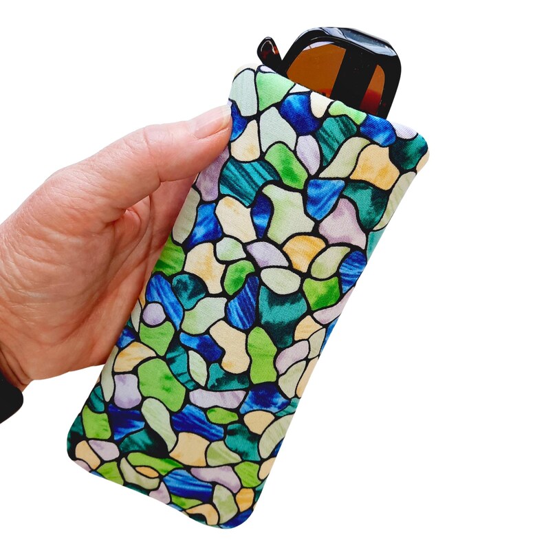 Stained Glass Fabric Eyeglass Case, Padded Glasses Sleeve image 1