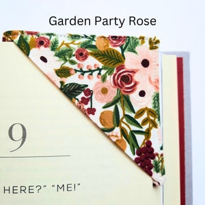 Corner bookmark made with popular Rifle Paper Company fabric, cute gift for any book lover, Mother's Day gift, reading gift, Teacher gift Garden Party Rose