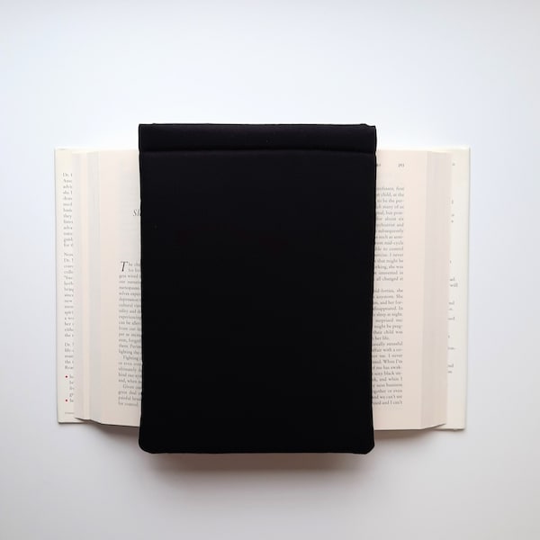 Book sleeve for books, padded book sleeve, Solid black book pouch to protect your books or tablets. Three sizes to choose from.