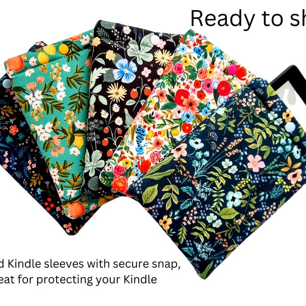 Rifle Paper Co. Kindle Sleeve: Padded Fabric Case with Snap