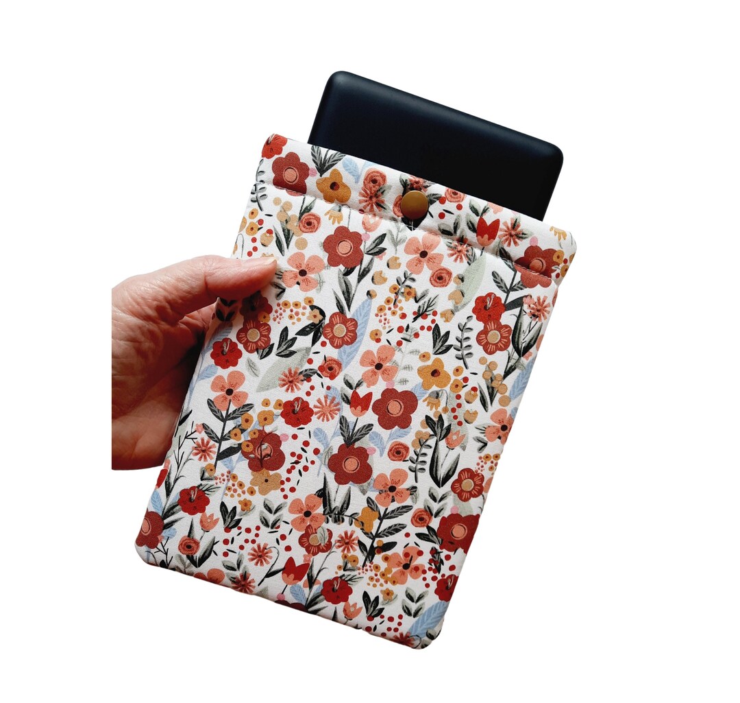 Kindle Paperwhite Case With Snap, Made With Boho Floral Fabric. Fits