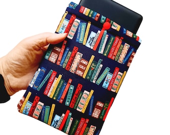 Kindle 2022 case Kindle 2022 sleeve padded pouch for new 2022 Kindle made with Rifle Paper Co. fabric with secure snap closure, "Book Club"