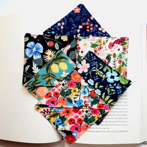 Corner bookmark made with popular Rifle Paper Company fabric, cute gift for any book lover, Mother's Day gift, reading gift, Teacher gift image 9