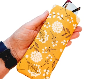 Floral Eyeglasses Case: Padded Mustard Yellow Sunglass Sleeve