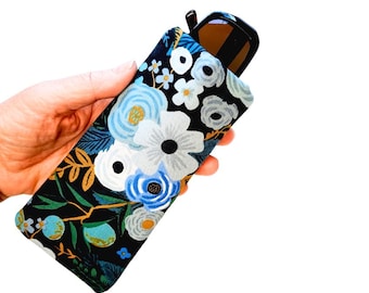 Rifle Paper Co. Floral Eyeglass Case: Black Floral Padded Sunglasses Sleeve