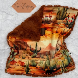 Cactus desert lovey, minky lovey blanket, security blanket, southwest lovey, gender neutral, desert flower nursery blanket, Arizona desert