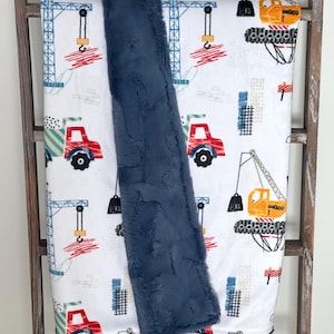 Personalized Minky Baby Blanket: Monster Truck Construction Lovie