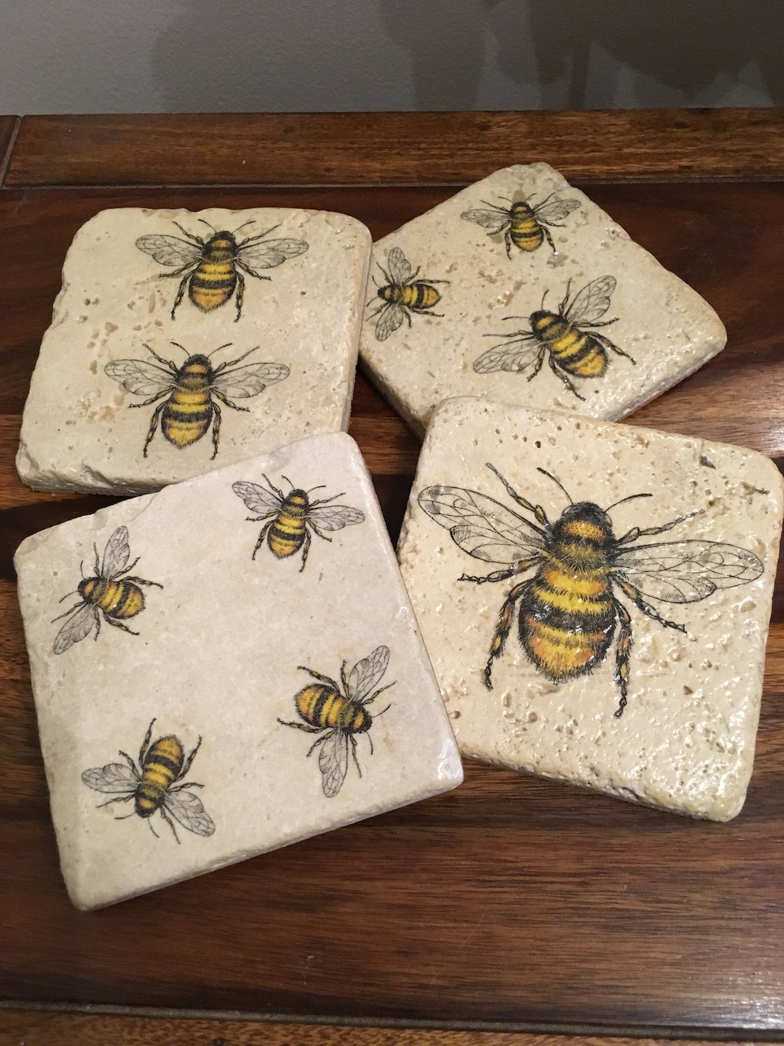 Set of 4 Natural stone coasters Etsy