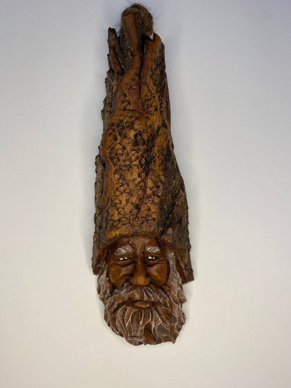 Spirit Of The Woods Carving Hand Made Cottage Art, Wooden Face Mountain Forest Man Tree Wall Hangings Rustic Home Decor