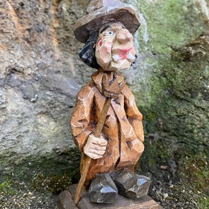 Forest Troll Wood Hand Carved Goblinecore, Norwegian Miniature Wood Troll Figurine Fairycore, Wood Solid Horror Zombie Day Of The Dead Troll