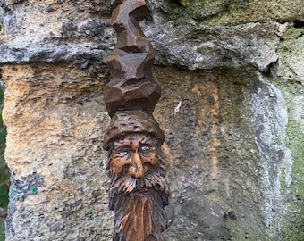 Spirit Of The Woods Carving Hand Made Cottage Art, Wooden Face Mountain Forest Man Tree Wall Hangings Rustic Home Decor