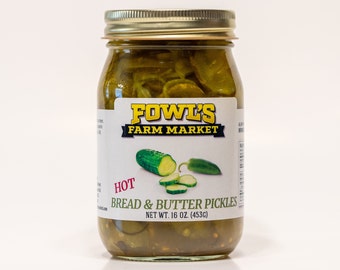 Hot Bread & Butter Pickles 16 Oz.