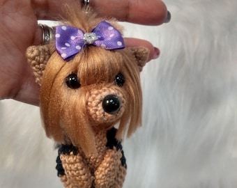 Mini Yorkshire Amigurumi Pattern - Keychain