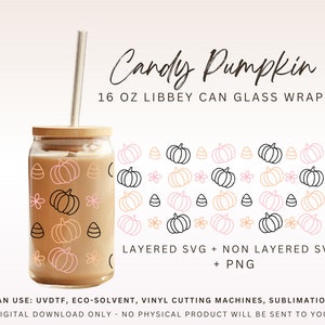 Pumpkin Libbey Glass Svg, 16oz Glass Can Wrap, Halloween Glass Can Svg, Glass Cup Svg, Libbey Glass 16oz Svg, Halloween SVG, Pumpkin SVG