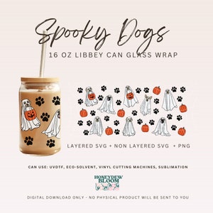 Gruseliger Hund Libbey Glas-Svg, 16 Unzen Glasdose wickeln, gruselige Glas-Dose, Glas-Cup-Svg, Libbey Glas 16 Unzen-Svg, Libby-Cup-Wrap, Halloween SVG