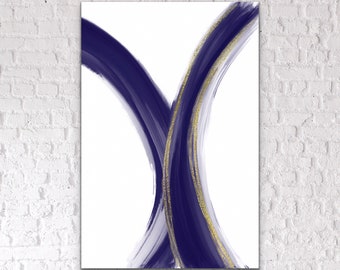 BLUE HELIX | Blue and Gold Abstract Art | Digital Download | Printable Wall Art | Home Decor