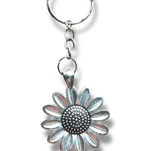 Sunflower keyring - silver
