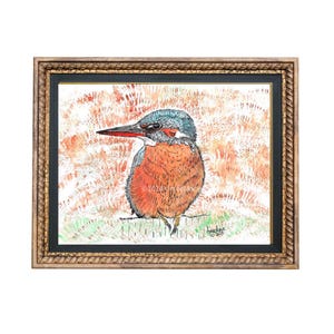 Impressão artística em aquarela de um encantador martim-pescador - presente perfeito para amantes de pássaros.