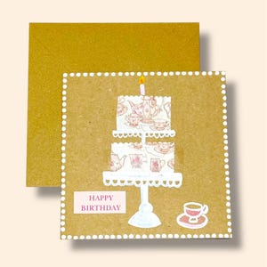 Wunderschöne, rosa handgemacht Geburtstagskarte mit Tee-Party Thema. Karte zum Geburtstag für Mädchen, Karte zum Geburtstag für Frauen, Karte zum Geburtstag für Kinder