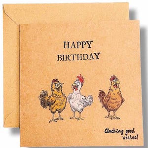 Carte de voeux de joyeux anniversaire sur le thème du « poulet ». Cartes d'anniversaire faites main, cadeaux de poulet, cartes de voeux de poulet, cartes d'anniversaire unisexes