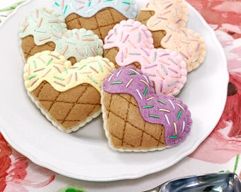 Felt Ice Cream Cookies - Pretend Play Children’s Toys - Handmade Plush