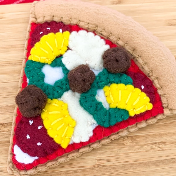 Felt Pizza Slice - Supreme - Pretend Fake Food Toy