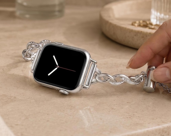 Featured listing image: Elegant Charm Bracelet Apple Watch Band, Jewelry Style iWatch Strap