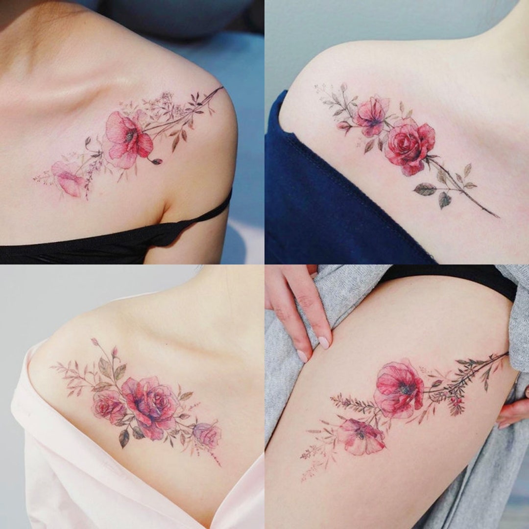 New Sex Women Fake Tattoo Stickers Jewelry A3d15 Girls Flower Henna Vine  Red Pink 3d Roses Waterproof Tattoo Stickers  Temporary Tattoos   AliExpress
