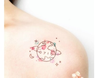 Cosmic Charm: 8 Sheets of Colorful Planet Temporary Tattoos for Girls - Makeup Style! Temporary Tattoos - Girls Tattoos - makeup Tattoos