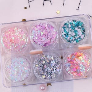 1 set thema-make-upglitters - populaire gel-gezichtsmake-up met pailletten, lijmvrije gelglitters, make-upglitters, pailletten