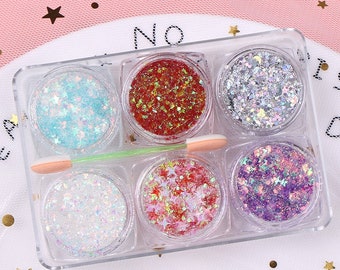 1 Set night club gel Glitters as picture attached- Popular Sequins Gel Facial Make-Up - Instant Facial Glitters - Glue-free makeup gel