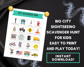City Scavenger Hunt Printable for Kids – Urban Sightseeing Activity – Downtown Walking – Travel & Field Trip Game – Instant Download PDF