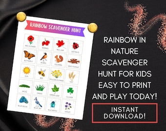 Color Scavenger Hunt for Kids Printable – Rainbow Nature Outdoor Activity – Backyard Nature Walk Color Recognition Game – Instant Download