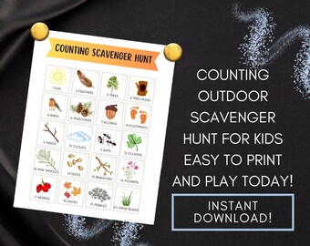 Nature Counting Scavenger Hunt for Kids Printable – Preschool & Toddler Counting Activity – Nature Walk Numbers Game – Instant Download PDF