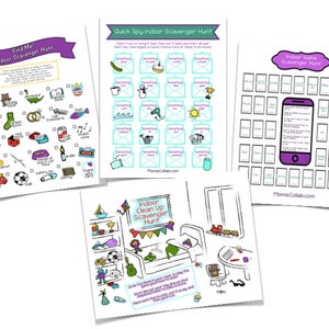 Indoor Scavenger Hunt for Kids 4-Pack Printable image 1