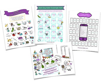 Indoor Scavenger Hunt for Kids 4-Pack Printable