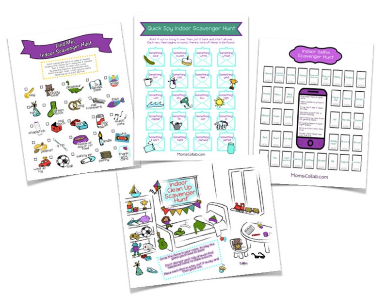 Indoor Scavenger Hunt for Kids 4-Pack Printable image 1