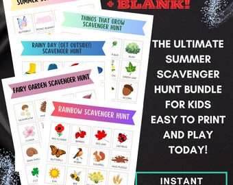 Ultimate Summer Scavenger Hunt Printable Pack for Kids – 14 Outdoor Nature-Themed Activities + Blank Template – Instant Download PDF
