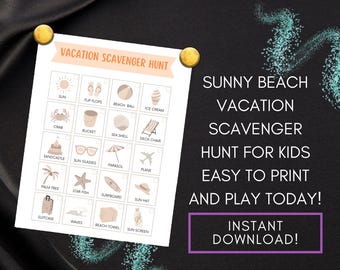 Beach Scavenger Hunt for Kids Printable – Vacation Activity for Kids – Summer Beach Game – Ocean Adventure Checklist – Instant Download PDF