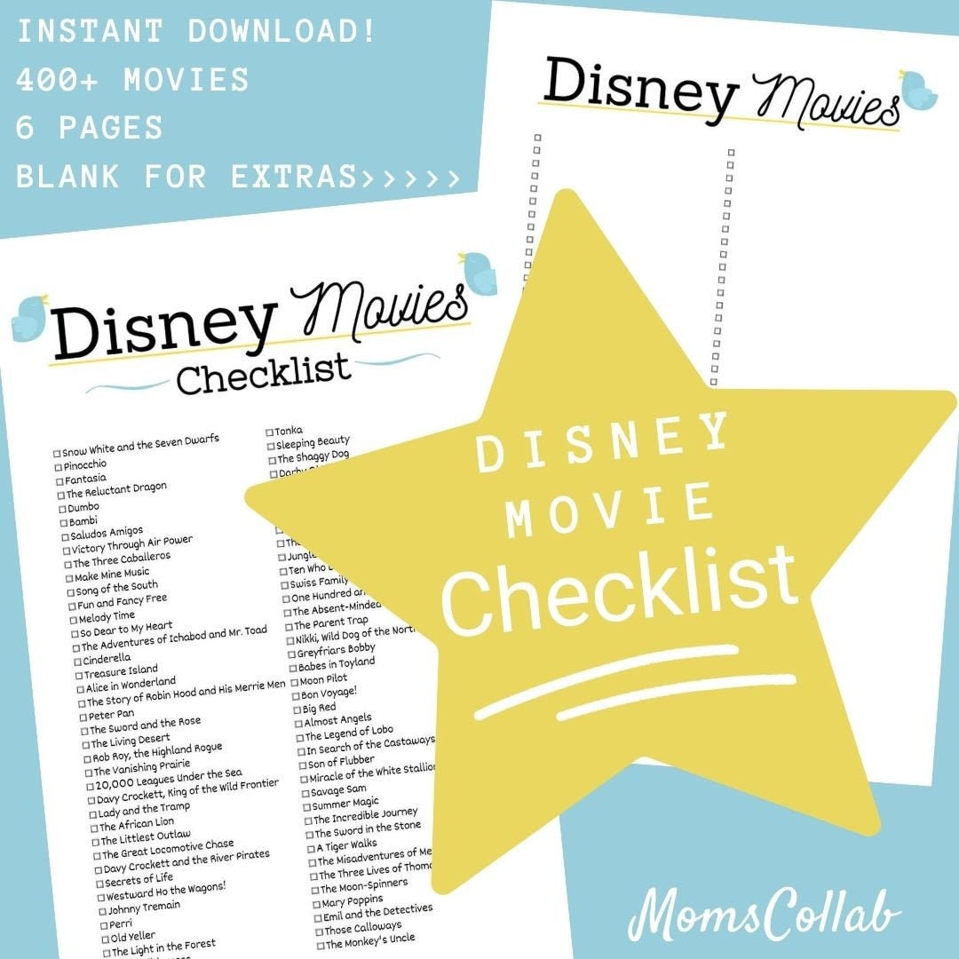 400 Disney Movie Checklist 6-Page PDF Printable Birds | Etsy