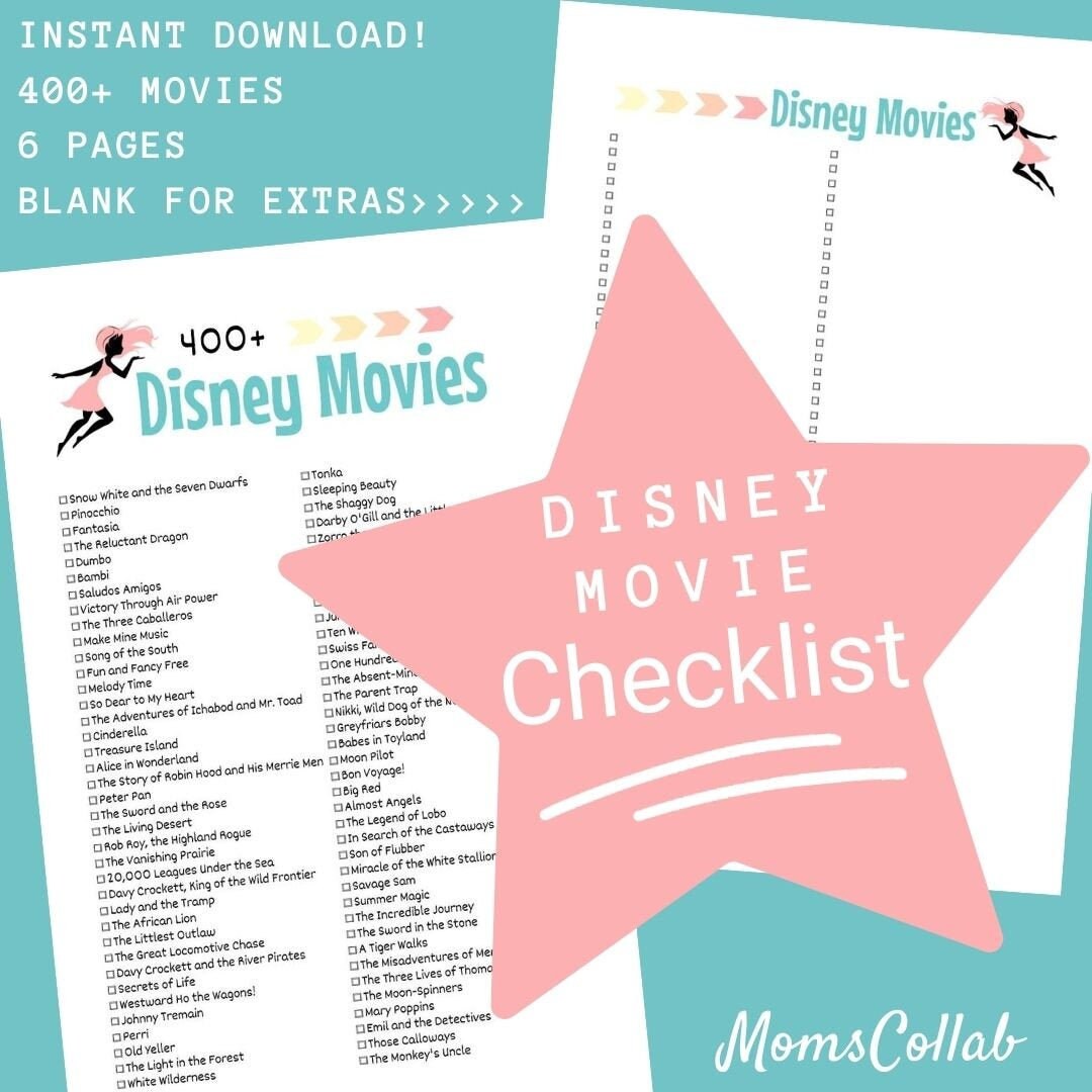 400 Disney Movie Fairy Checklist 6-Page PDF Printable | Etsy