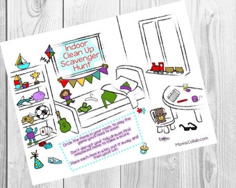 Indoor Cleanup Scavenger Hunt for Kids - Printable Game Sheet