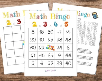 Math Bingo - 2, 3, 4, and 5 Multiplication Learning Game Printable - Answer Key, Blank Bingo Card, and 10 Unique Bingo Game Cards