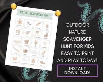 Nature Scavenger Hunt for Kids at Home or Hike – Outdoor Adventure Game for Kids – Preschool Nature Walk Checklist – Instant Download