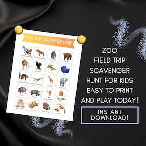 Zoo Scavenger Hunt for Kids Printable – Animal Adventure Game for Zoo Trip – School Zoo Activity – Family Day Out – Instant Download PDF