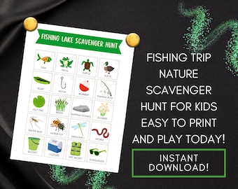 Fishing Trip Scavenger Hunt for Kids Printable – Lake & Pond Nature Hunt – Outdoor Activity for Family Fishing Day – Instant Download